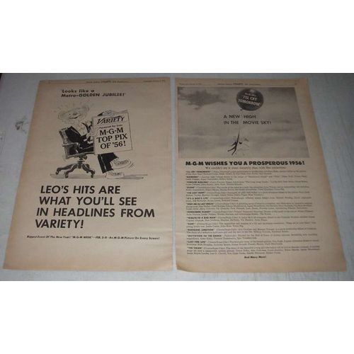 1956 MGM Pictures Ad - Leo's Hits in Variety