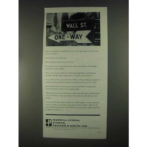 1967 Merrill Lynch Ad - Wall St. One-Way