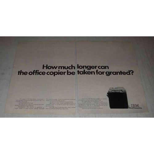 1974 IBM Copier Ad - Taken for Granted