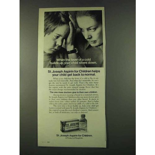 1974 St. Joseph Aspirin for Children Ad - Fever of cold
