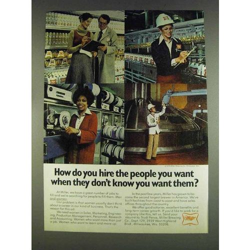 1978 Miller Beer Ad - Hire The People You Want