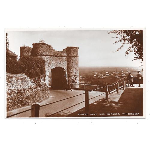 REAL PHOTOGRAPHIC POSTCARD OF STRAND GATE AND MARSHES WINCHELSEA SUSSEX (1865)