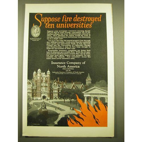 1924 Insurance Company of North America Ad - Suppose fire destroyed ten