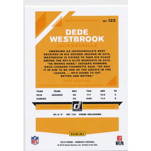 2019 Donruss Football Base 123 Dede Westbrook Jacksonville Jaguars
