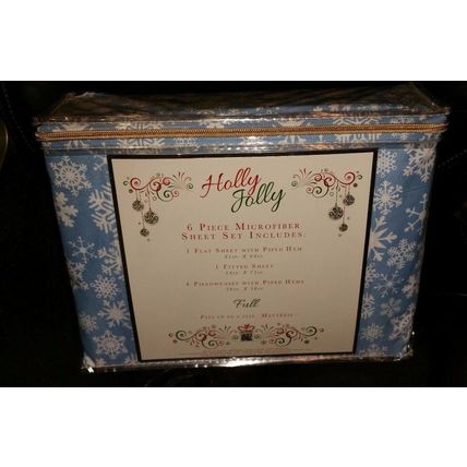 CHRISTMAS HOLLY JOLLY SNOWFLAKES CHRISTMAS FULL SHEETS SET~NW~HOLIDAY THEMED 6PC