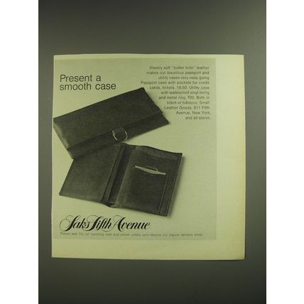 1974 Saks Fifth Avenue Passport Case and Utility Case Ad - Present a smooth case