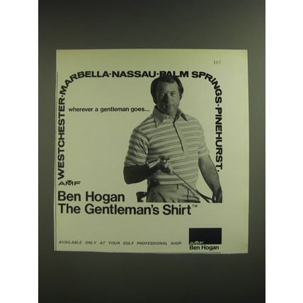 1974 AMF Ben Hogan Shirt Advertisement - Ben Hogan The Gentleman's Shirt