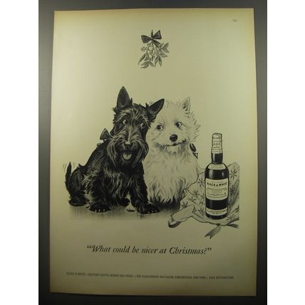 1950 Black & White Scotch Ad - What could be nicer at Christmas?