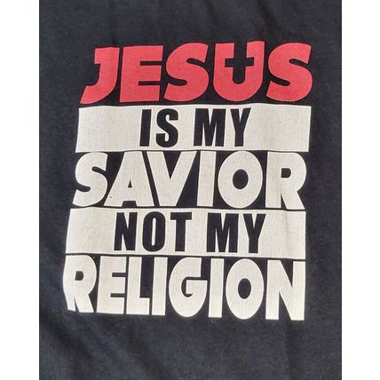 Jesus is My Savior not My Religion Christian T-Shirt Men's 2XL Black (T8M)