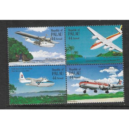 PALAU 1985 AVIATION SET 4 VALS U/M MINT #3