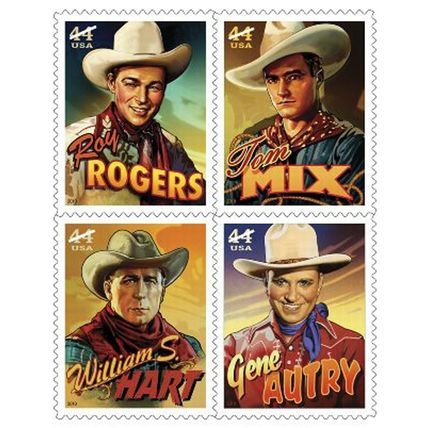 Cowboys of the Silver Screen Sheet Sheet of Twenty 44 Cent Stamps Scott 4446-49