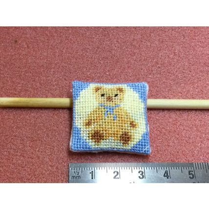 Tapestry Cushion Teddy Bear 1:12th Dolls House Miniatures