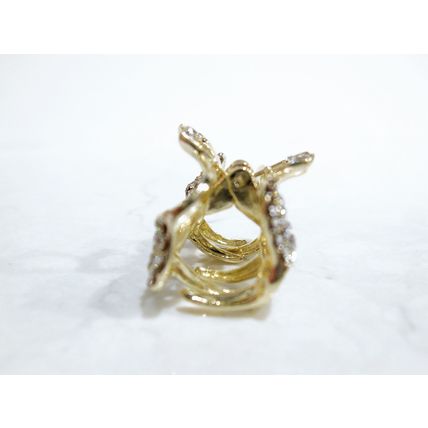 Small mini gold black metal bow tie hair claw clip with crystals