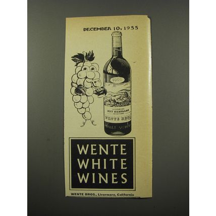 1955 Wente White Wines Advertisement