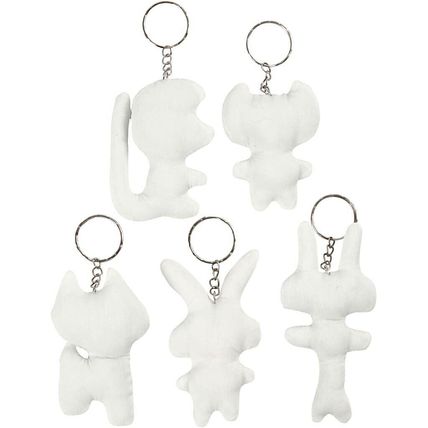 Fabric Stuffed Decorate your Own Key Rings 5 Pack 6-10cm tall Fun For All CR52