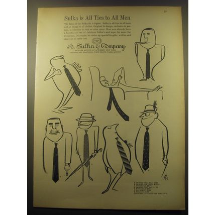 1959 A. Sulka Fashion Advertisement - Sulka is all ties to all men