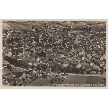 Guntersblum Rhein Germany Real Photo Old Aerial Postcard