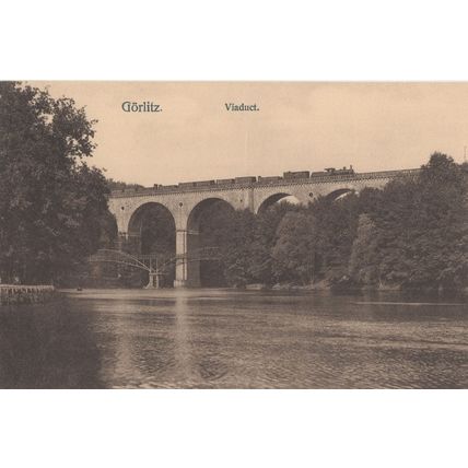 Gorlitz Viaduct Antique German Train Bridge Postcard