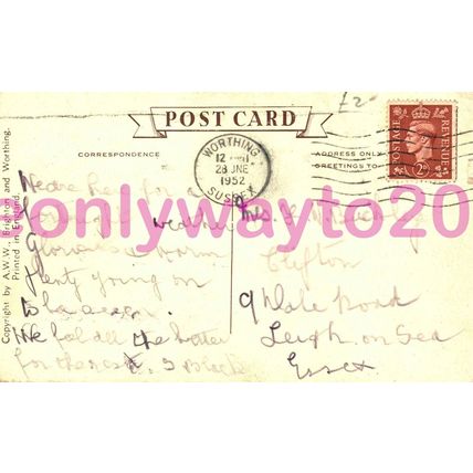 Greetings from Worthing, Sussex, 1952, Postcard