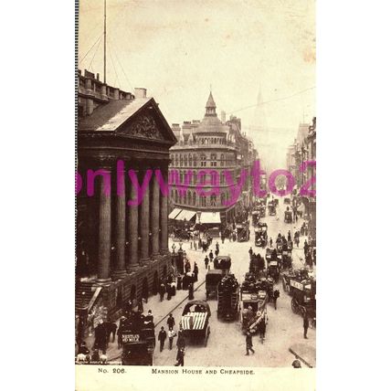 Mansion House & Cheapside, London, 1904, Postcard