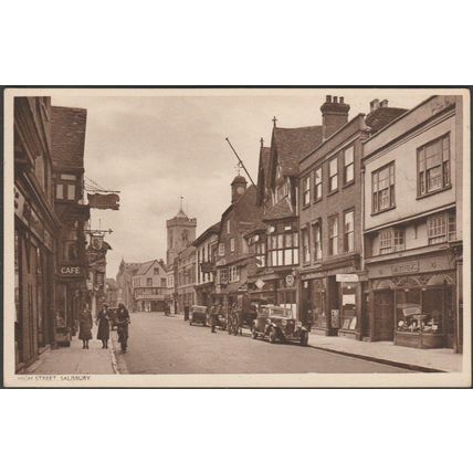 High Street, Salisbury, Wiltshire, c.1940 - Postcard