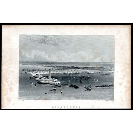 ALEXANDRIA 1840 Edward Paxman Brandard - J. Ramage ANTIQUE ENGRAVING