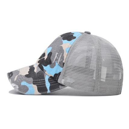 High Bun Hat Cotton Summer Sun Sport Camouflage Ponytail Baseball Cap Ladies