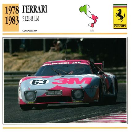 Collectors Club card. Classic Cars. Ferrari 512BB LM