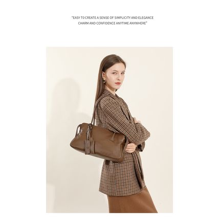 Genuine Leather Women Shoulder Handbag Tote Hobo Handbag Brown