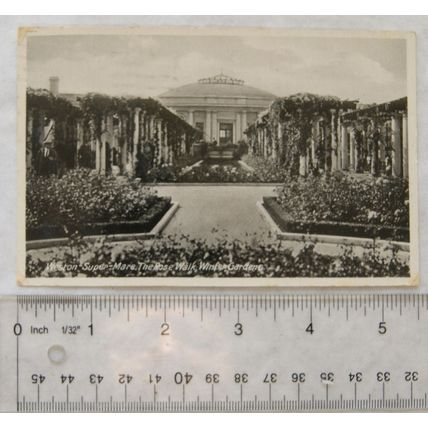 1929 postcard Weston Super Mare The Rose Walk, Winter Gardens