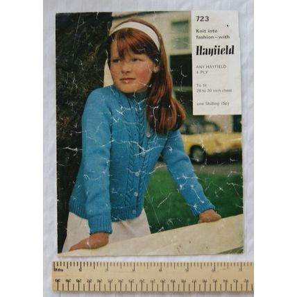 Vintage: Hayfield 723 girl's twinset, 4 ply, 26-30 inch chest