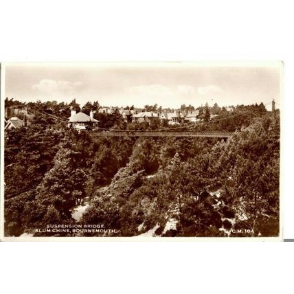POSTCARD Suspension Bridge Alum Chine Bournemouth + Civil Defence Join Now PMK