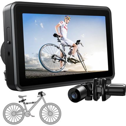 FEISIKE Handlebar Bike Mirror, Bicycle Rear View Camera with 4.3'' HD Night Visi