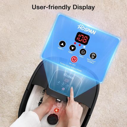 HOSPAN Collapsible Foot Spa with Heat, Bubble, Red Light, and Temperature Contro