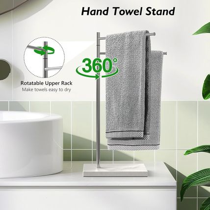 Luxspire Marble Hand Towel Holder, Free Standing Hand Towel Stand, Natural Marbl