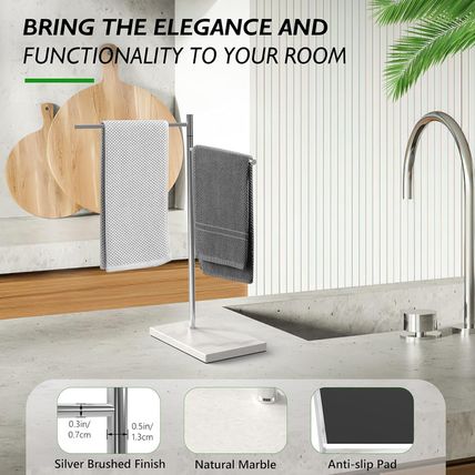 Luxspire Marble Hand Towel Holder, Free Standing Hand Towel Stand, Natural Marbl