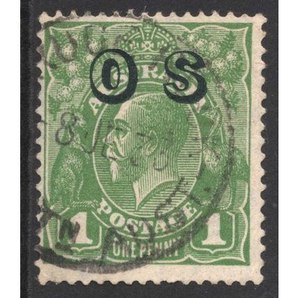 AUSTRALIA 1932/33: KING GEORGE V DEFINITIVES - 1d GREEN 'OS' USED (G10)