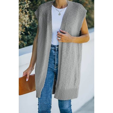 Gray Basic Vest Cardigan Sweater