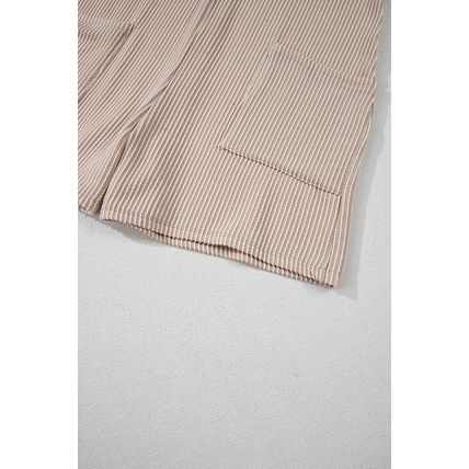 Parchment Corded Knit Side Pockets Buttoned Sleeveless Romper