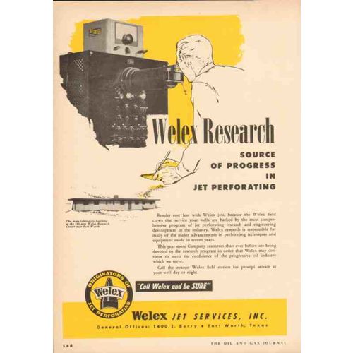 welex jet services inc 1953 research progress perforating vintage ad