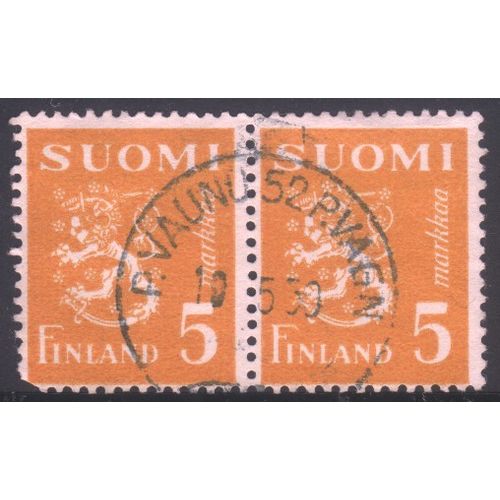 Finland 1945 - x 2 - 5m orange - Rampant Lion - used