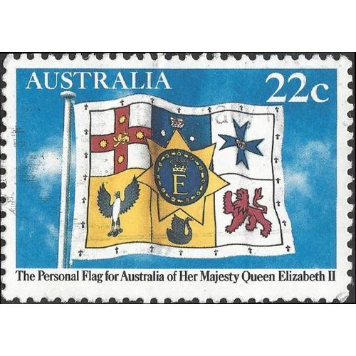 AUSTRALIA, FLAG, Queen Elizabeth II, Royal Standard, blue 1981, 18c, #2