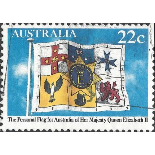 AUSTRALIA, FLAG, Queen Elizabeth II, Royal Standard, blue 1981, 18c, #4