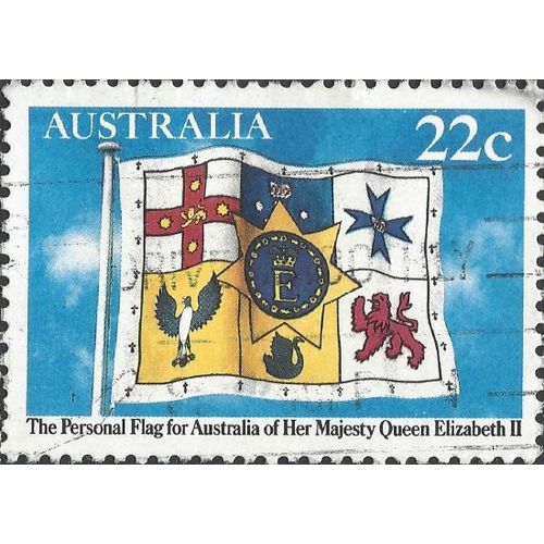 AUSTRALIA, FLAG, Queen Elizabeth II, Royal Standard, blue 1981, 18c, #3