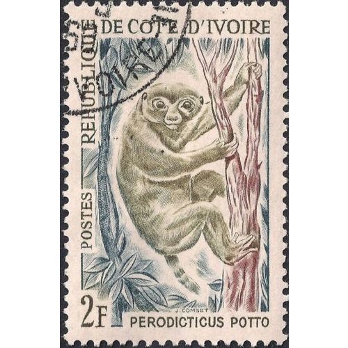IVORY COAST, MAMMALS, Potto, blue 1964, 2F