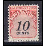 J97 10c Postage Due Barely Clears MNH KA0749