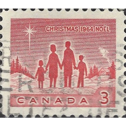 CANADA, CHRISTMAS, family holding hands, red 1964, 3c, #5