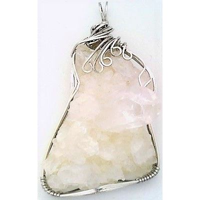 Quartz Crystal Stainless Steel Wire Wrap Gemstone Pendant 6