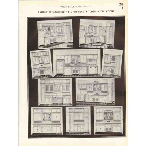 farley loetscher mfg company 1938 deluxe kitchen units vintage catalog