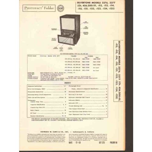 SILVERTONE model 3376 3377 TV AM radio phono Sams Photofact manual